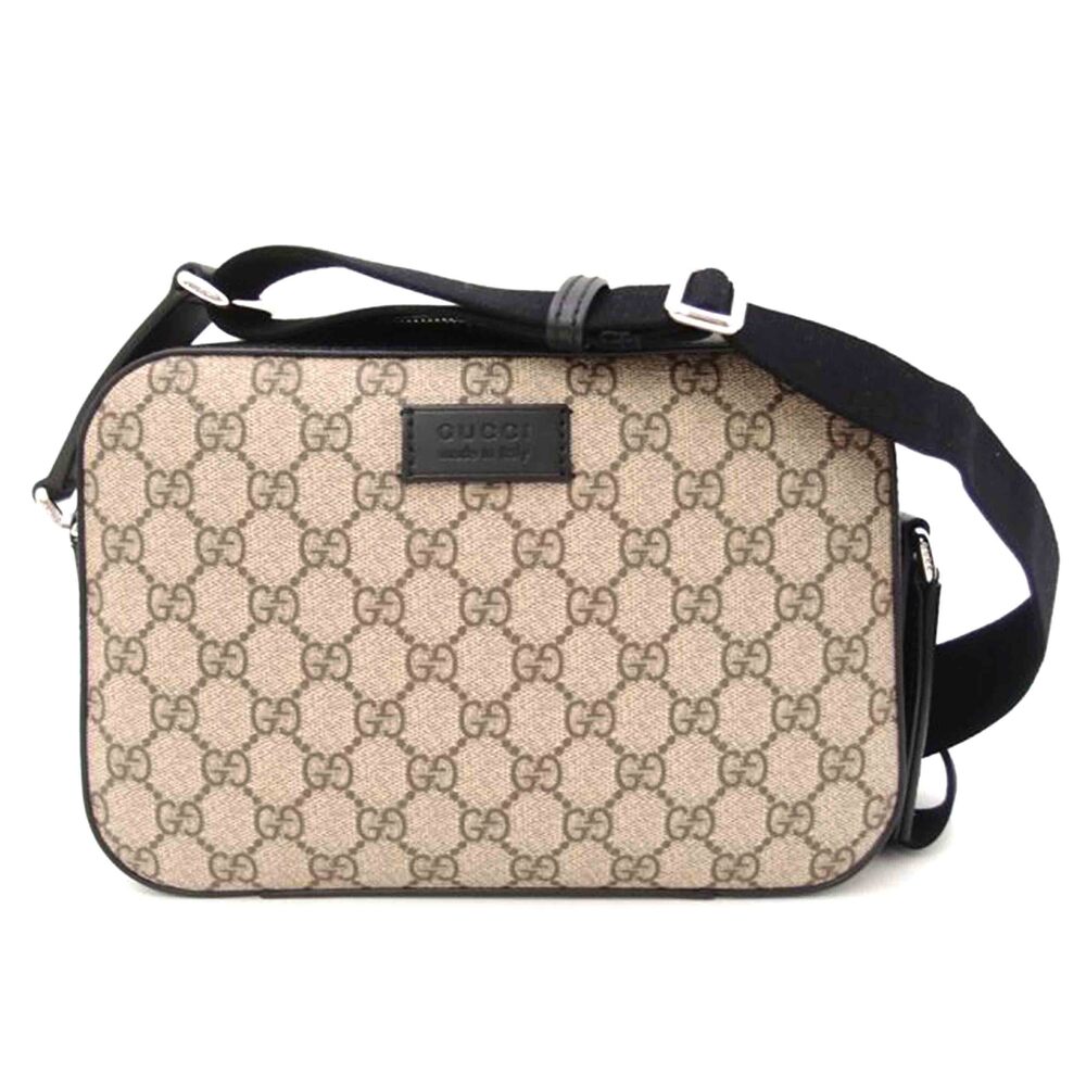 Gucci GG Supreme Shoulder Bag Canvas Leather Black